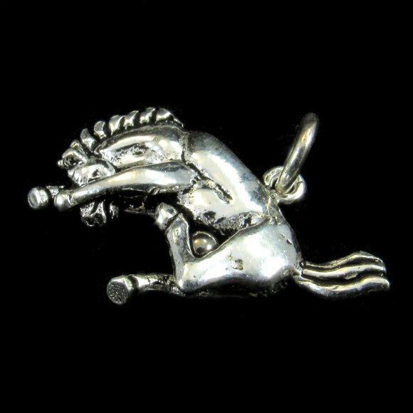 Solid 925 Sterling Silver Bucking Horse Pendant - Wild Stallion Equestrian Charm - Picture 7 of 8